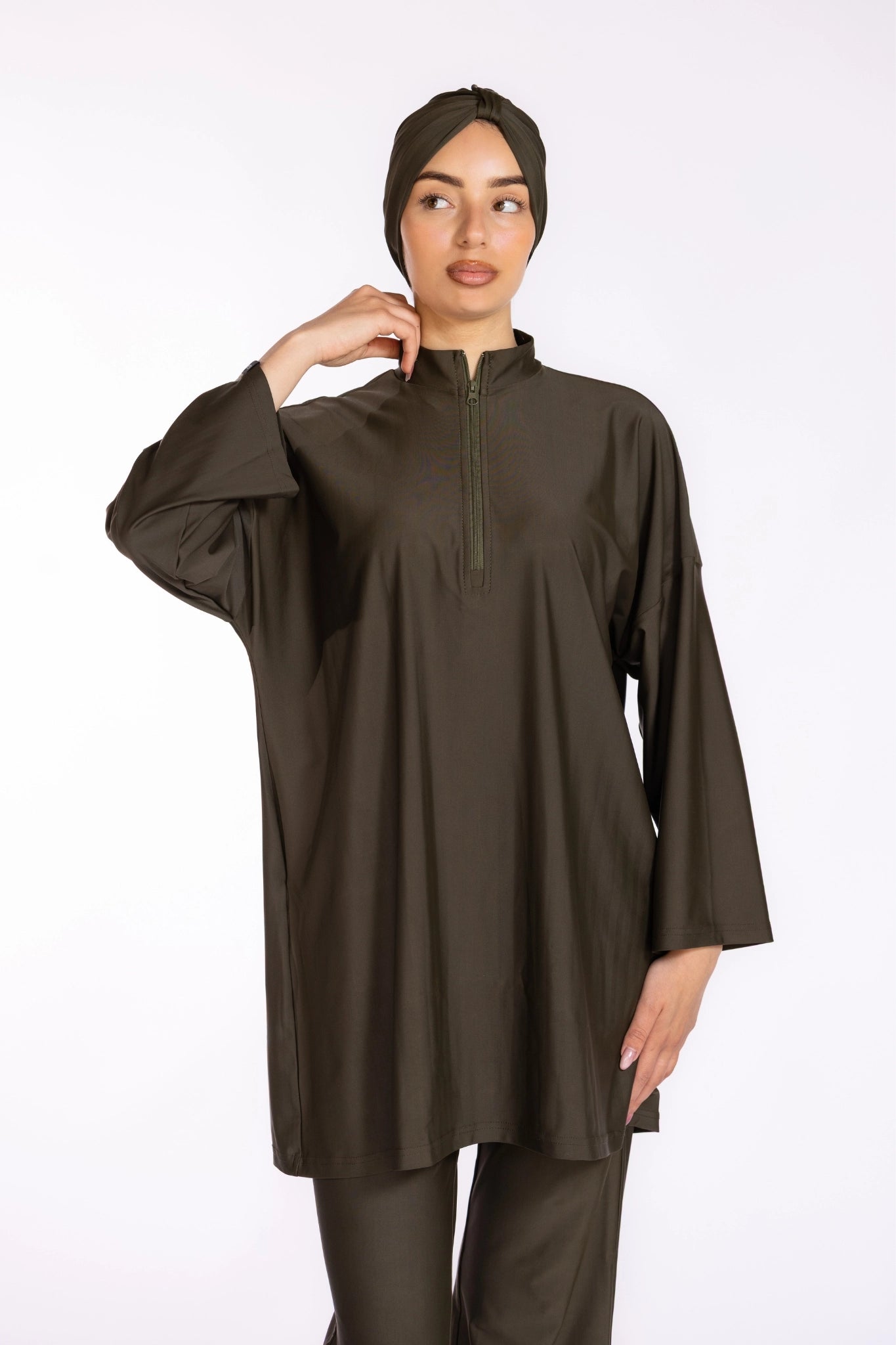 3-Piece Burkini Set — Olive Green