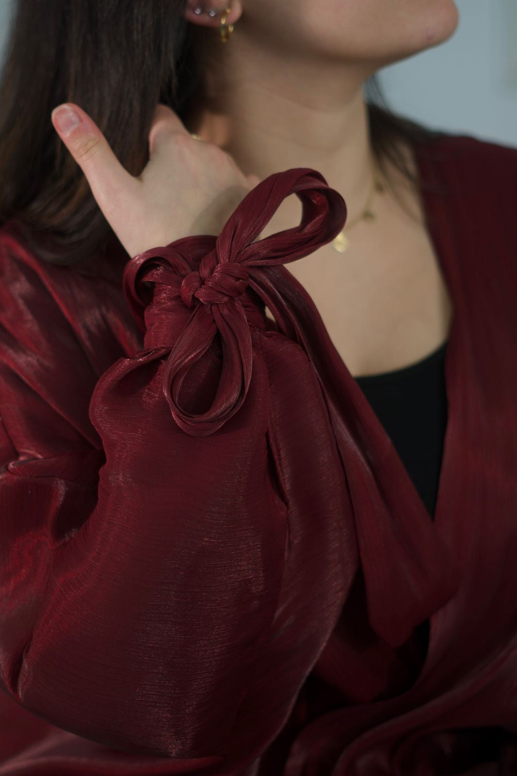 Layali Organza Kimono — Bordeaux