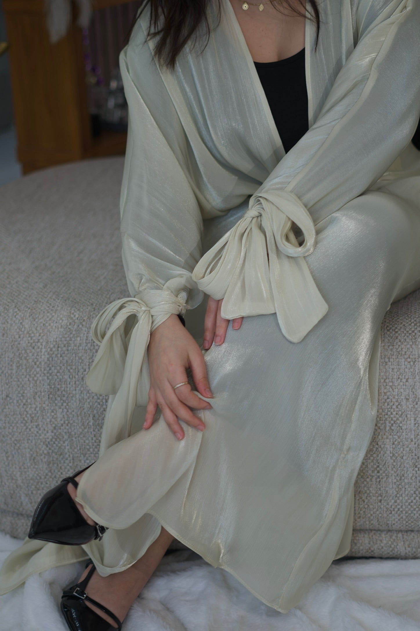 Layali Organza Kimono — Jaune Pastel